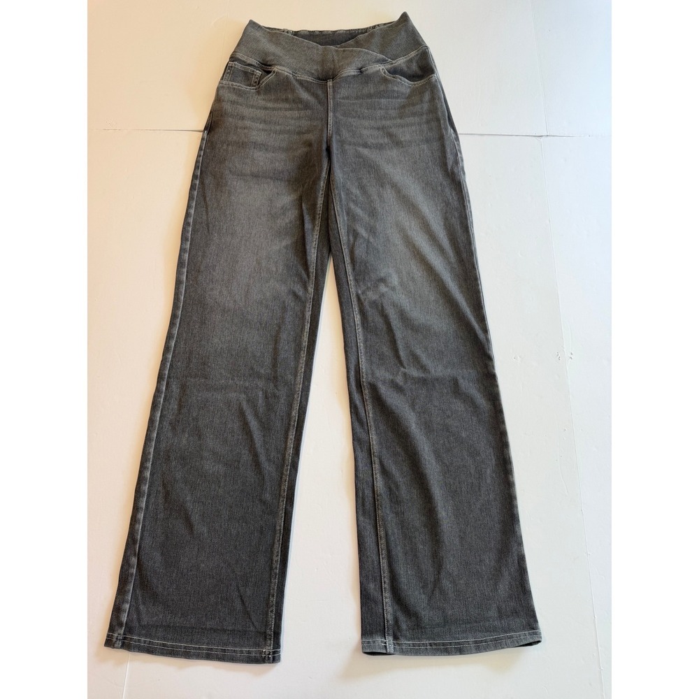 Halara Crossover Waist Wide Leg Jeans Gray Denim Pull On Tall Size M
